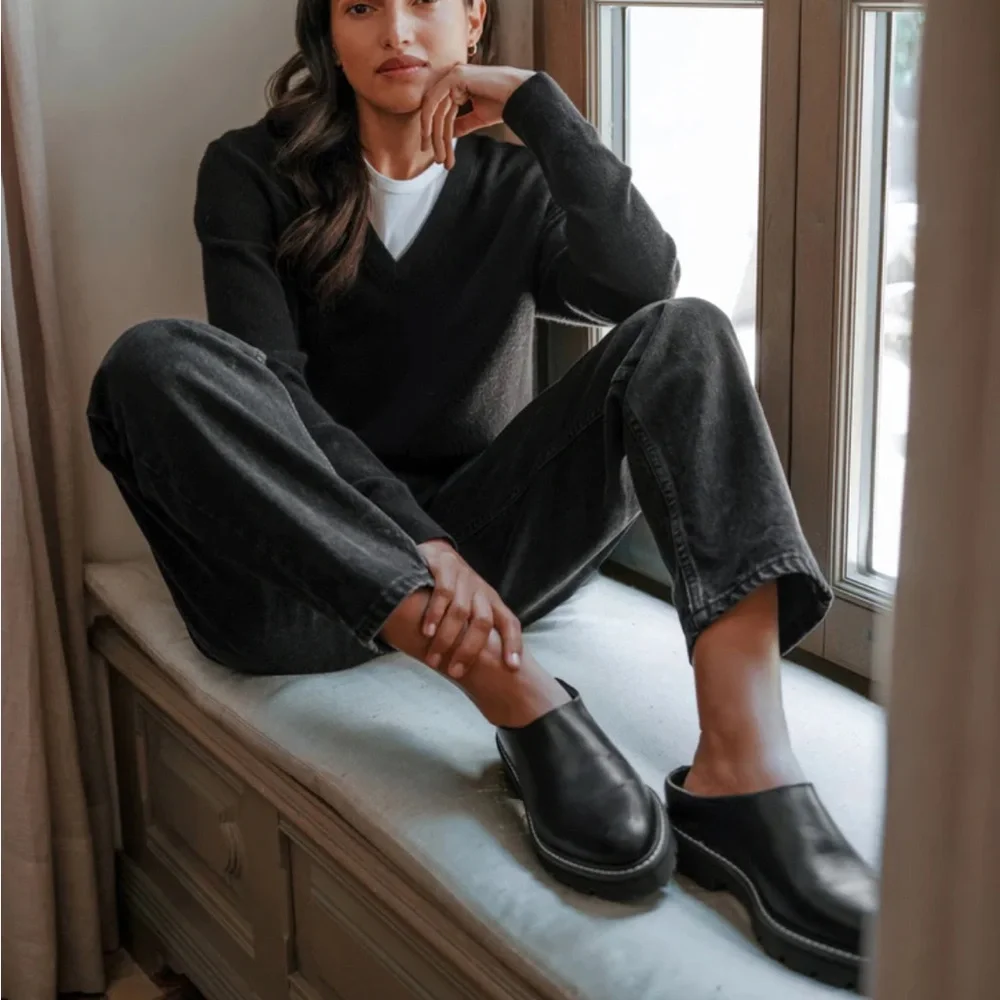 Jenni Kayne Leather Lug Mule in Black - 37 - Picture 2 of 8